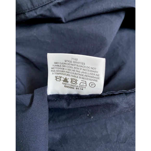 Tory Burch Cotton Shirt Half Button Navy Short Sleeve Ruffled Stretch Blue Top 8 - Picture 5 of 6